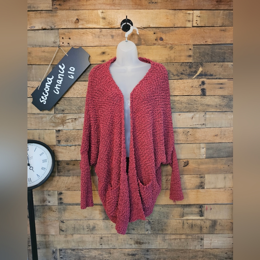 Hayden Los Angeles Women's Dark Pink Puff Cardigan Size M/L